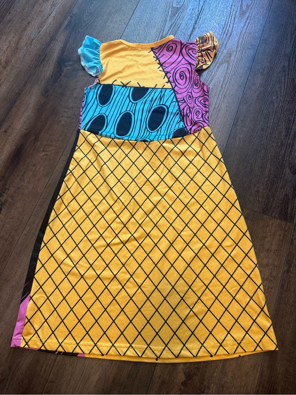 Kids Sally Nightmare Before Christmas Patchwork Dress Costume girls size 6/7 - Picture 4 of 4
